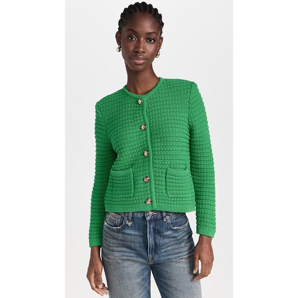 BA&SH Women's Gaspard Decorative Green‎ Knit Cardigan Sweater Size Medium